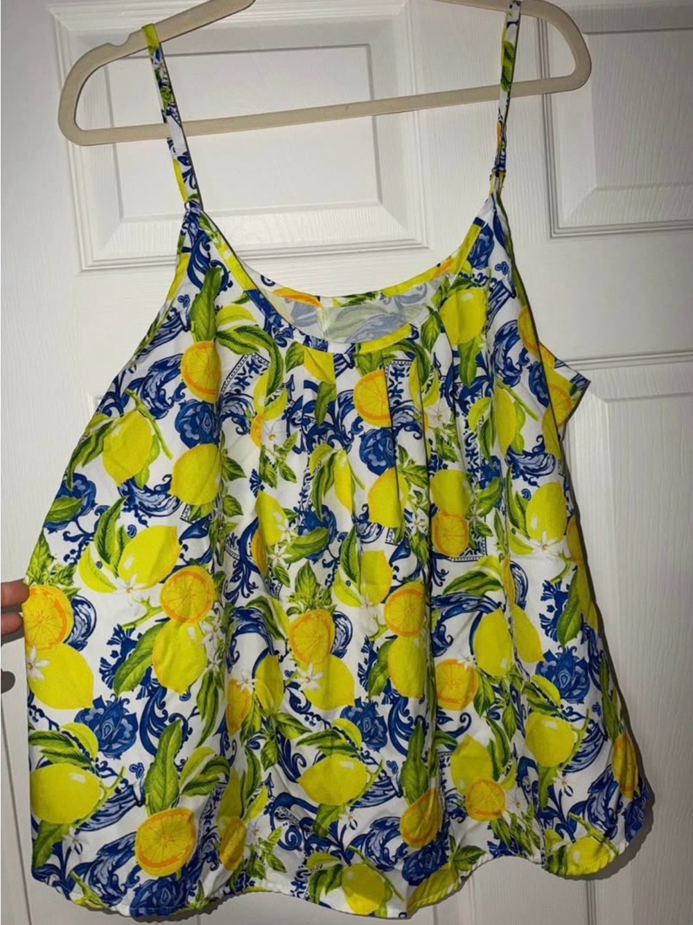 SHEIN Yellow & Blue Lemon Print Spaghetti Strap Camisole